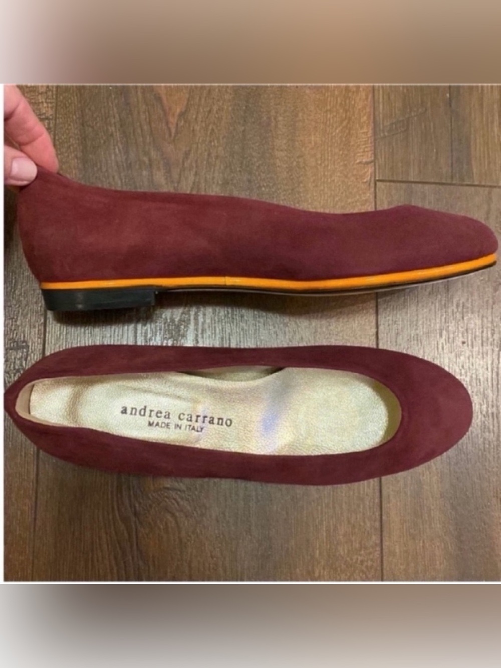 Andrea Carrano Handmade Italian Shoes Baby Ballet Flats Red Suede size 8.5